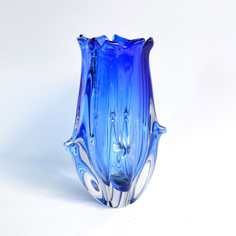 Vintage Cobalt vase by J. Beranek Skrdlovice, Czechoslovakia, 1960s