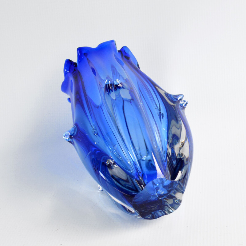 Vintage Cobalt vase by J. Beranek Skrdlovice, Czechoslovakia, 1960s