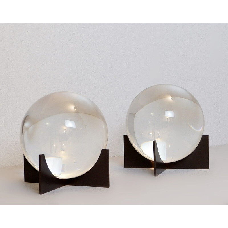 Pair of Vintage Glass Spheres On Stand