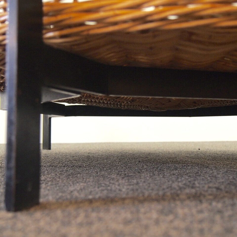 Vintage coffee table in Rattan, 1960