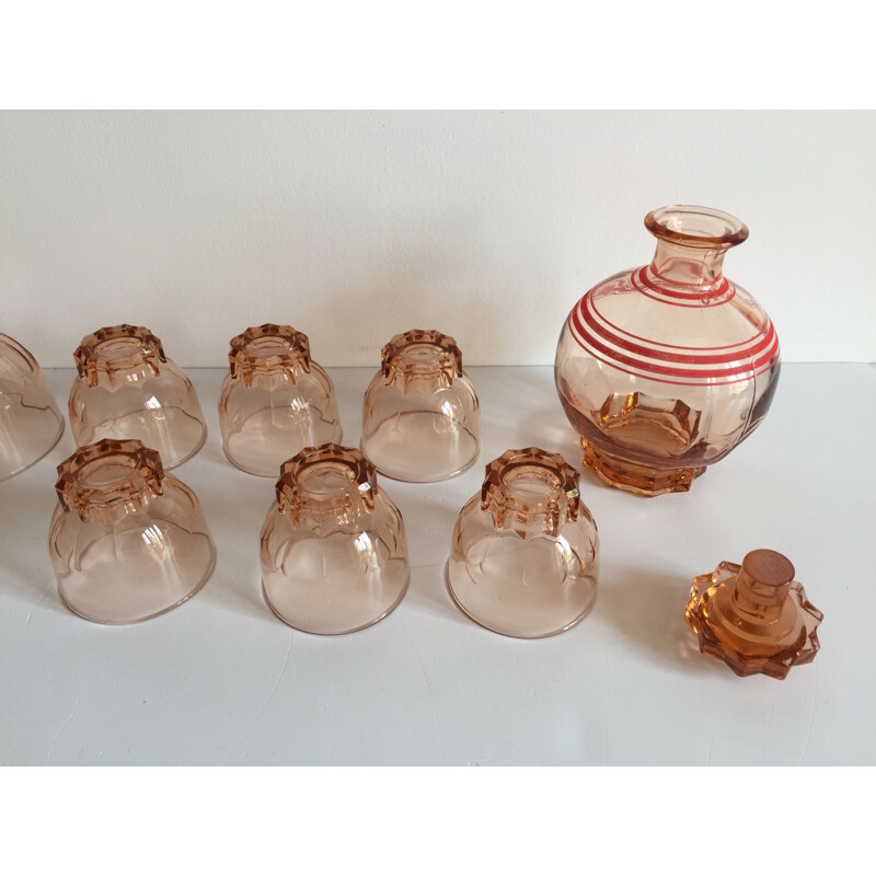 Vintage Rosé Glass Digestive Set