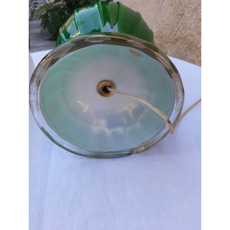 Lampada a sfera vintage di Murano con perle d'oro 1970