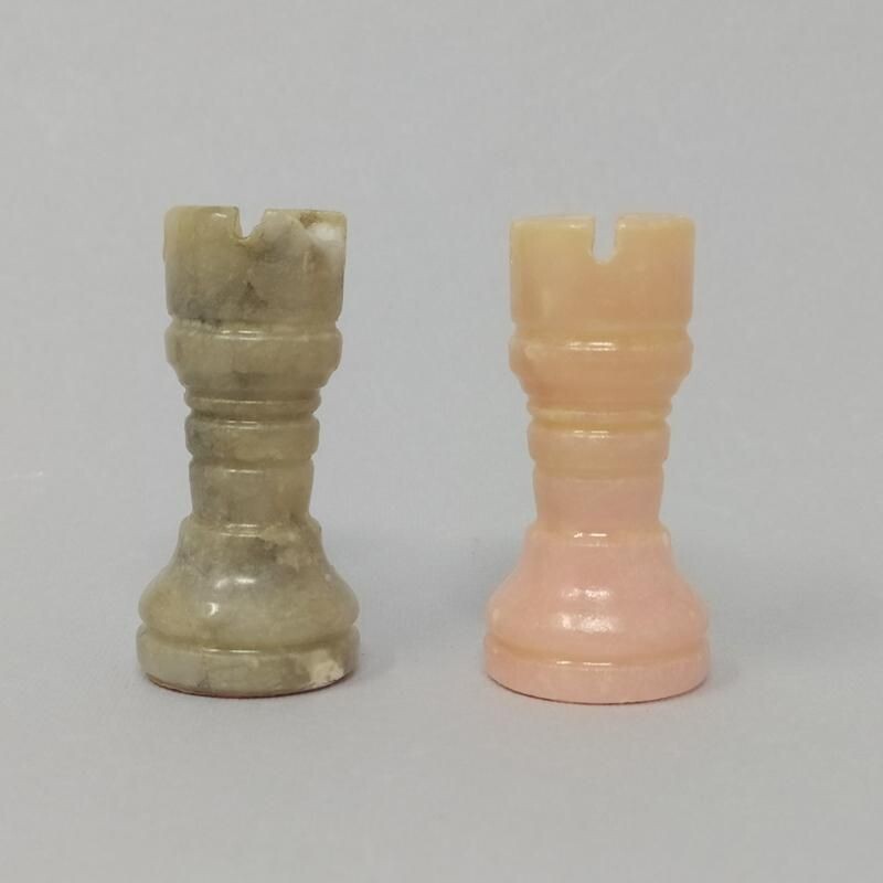 Vintage Chess Set in Alabaster Handmade Italian 1960s