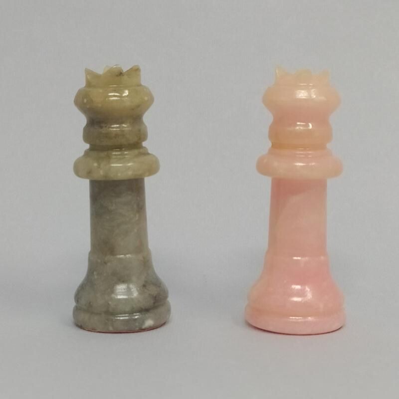 Vintage Chess Set in Alabaster Handmade Italian 1960s