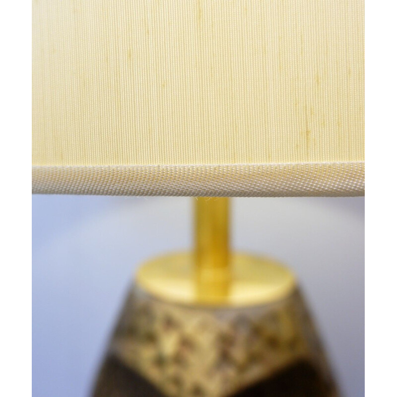 Lampada da tavolo vintage scolpita in marmo, bronzo e ottone