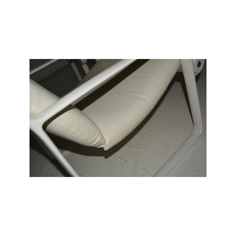Paire de fauteuils Knoll en cuir blanc, B. HANNAH & A. MORRISON - 1970