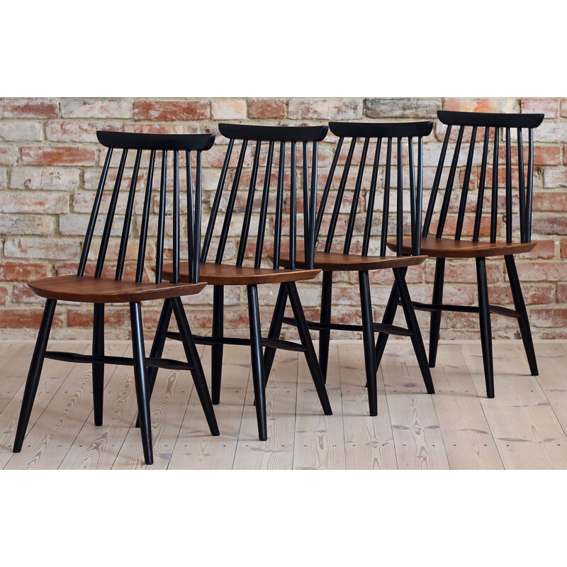 Set Of 4 vintage Spindle Back Dining Chairs by Marian Grabiński for FAMEG, 1960s