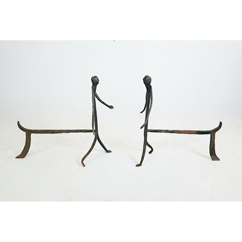 Pair of wrought iron andirons