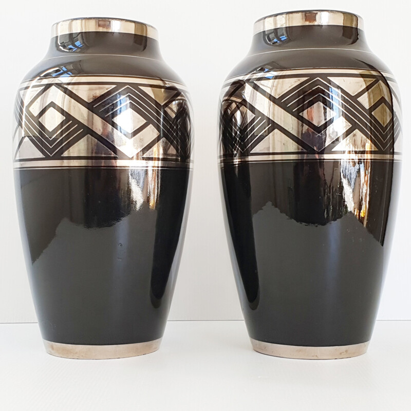 Pair of vintage art deco ceramic vases
