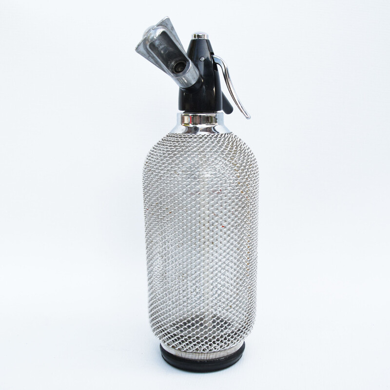 Vintage Merkuria siphon in steel braid, Czechoslovakia 1970