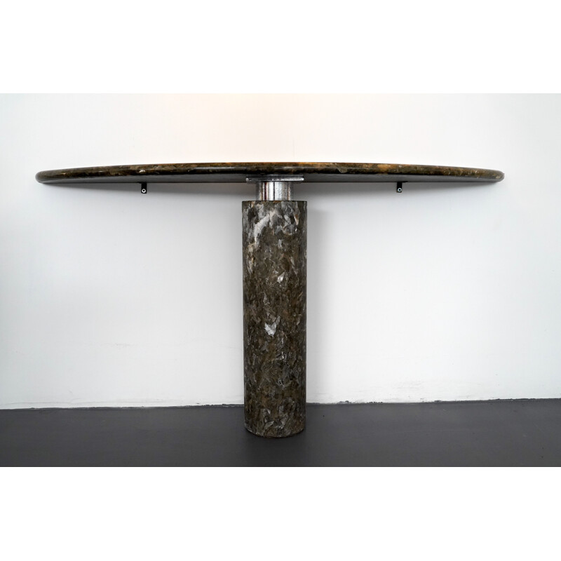 Vintage chrome and quartz console table Italian 1970s