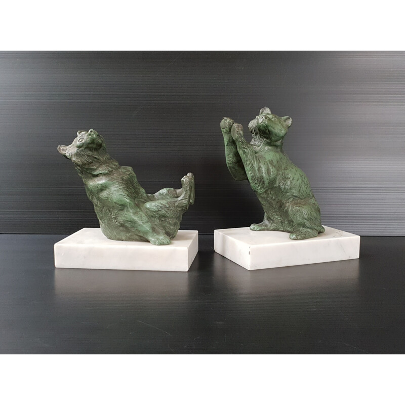 Pair of vintage art deco bookends by T. Cartier