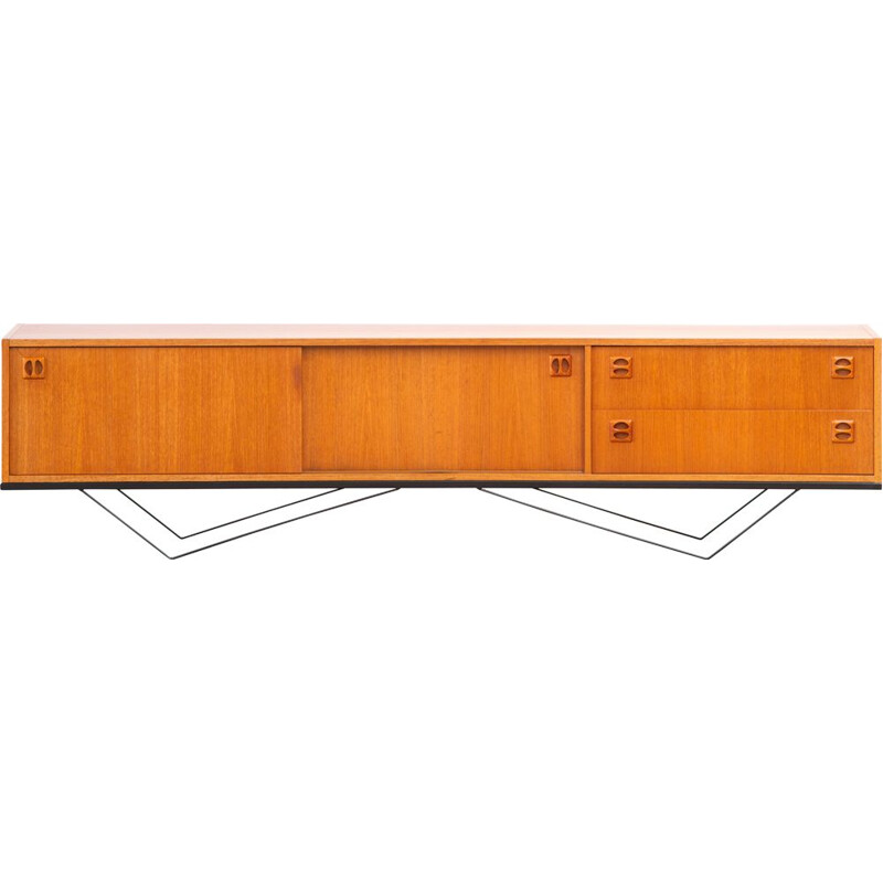 Long vintage minimalist sideboard Scandinavian 1960's