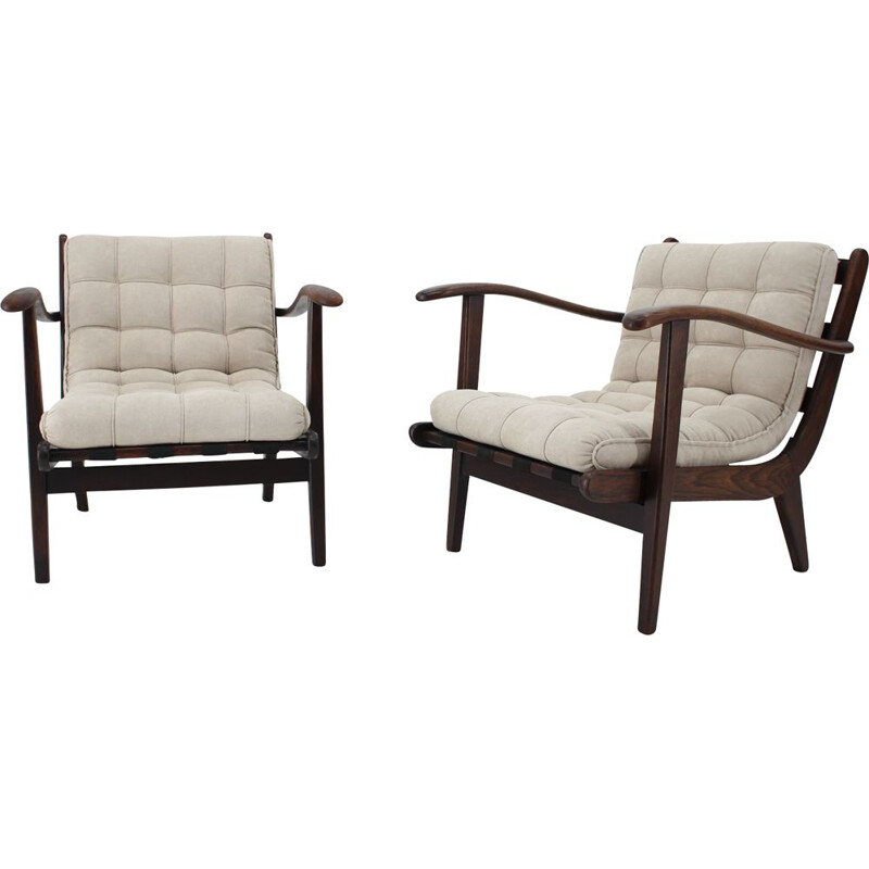 Pair of vintage Armchair Karel Koželka, Antonín Kropáček Czechoslovakia 1940s