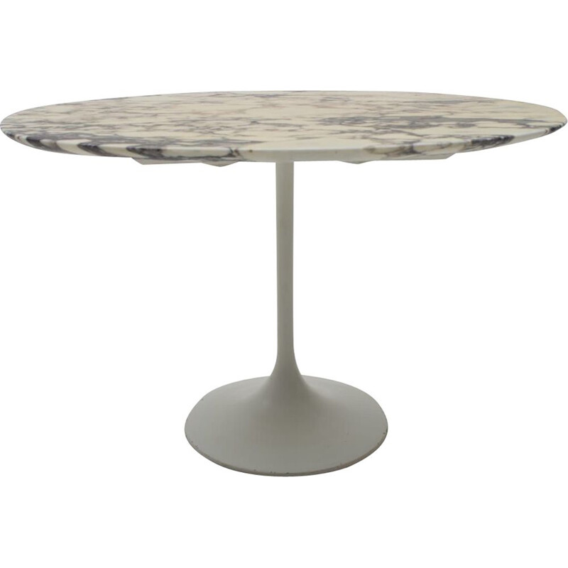 Vintage Oval Marble Side Table on Tulip Base, 1960s