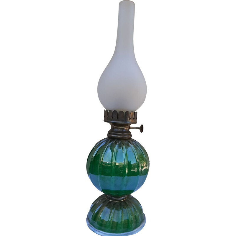 Lampada a sfera vintage di Murano con perle d'oro 1970