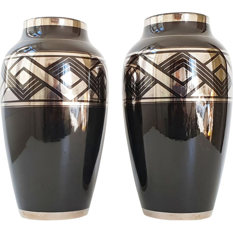 Pair of vintage art deco ceramic vases