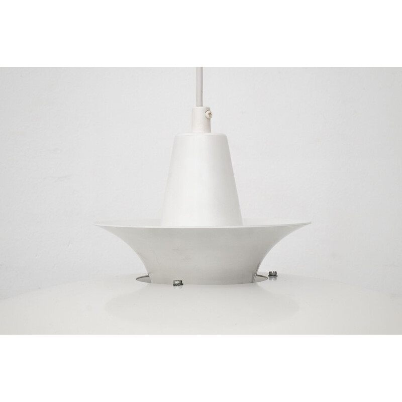 Vintage pendant lamp Roma white laminated aluminium Junge Aps Danish 1980