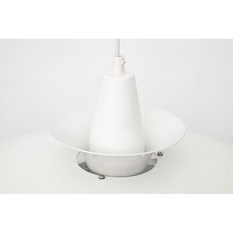 Vintage pendant lamp Roma white laminated aluminium Junge Aps Danish 1980