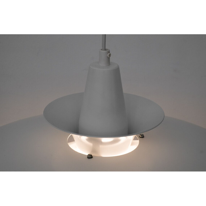 Vintage pendant lamp Roma white laminated aluminium Junge Aps Danish 1980