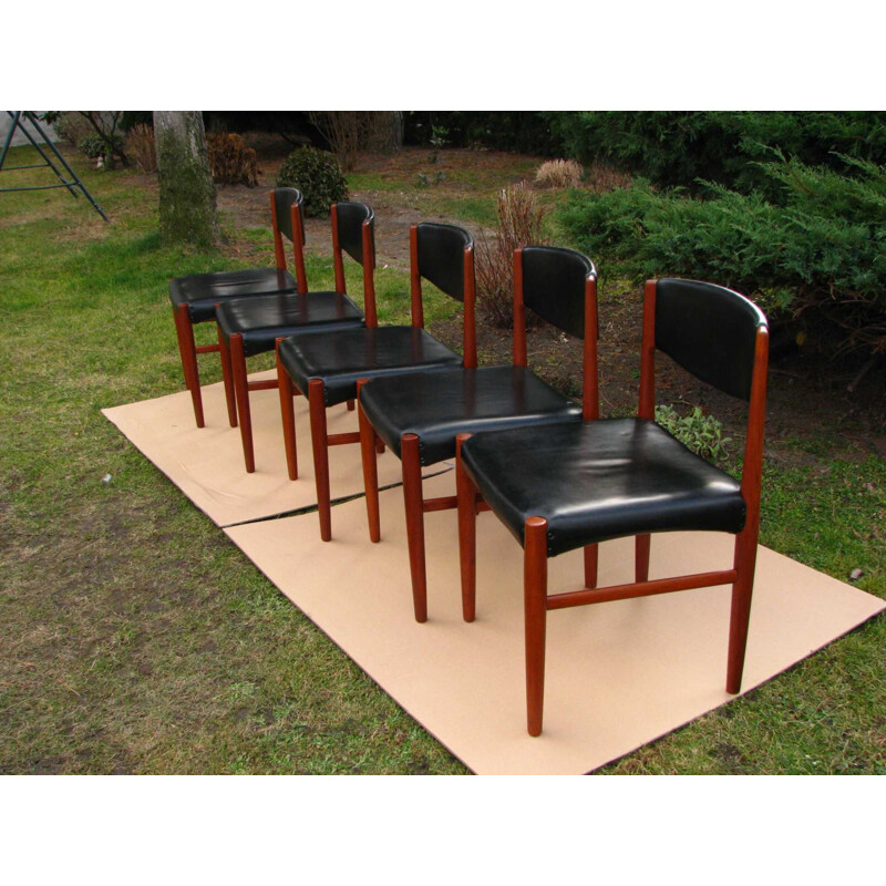 Lot de 5 chaises vintage en teck