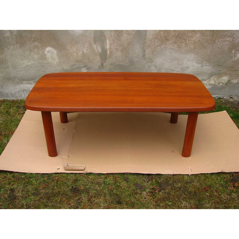 Table basse vintage en bois de teck scandinave 1970