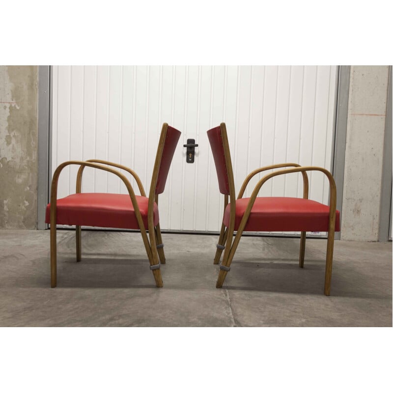 Pair of vintage armchairs Steiner Bowwod 1950