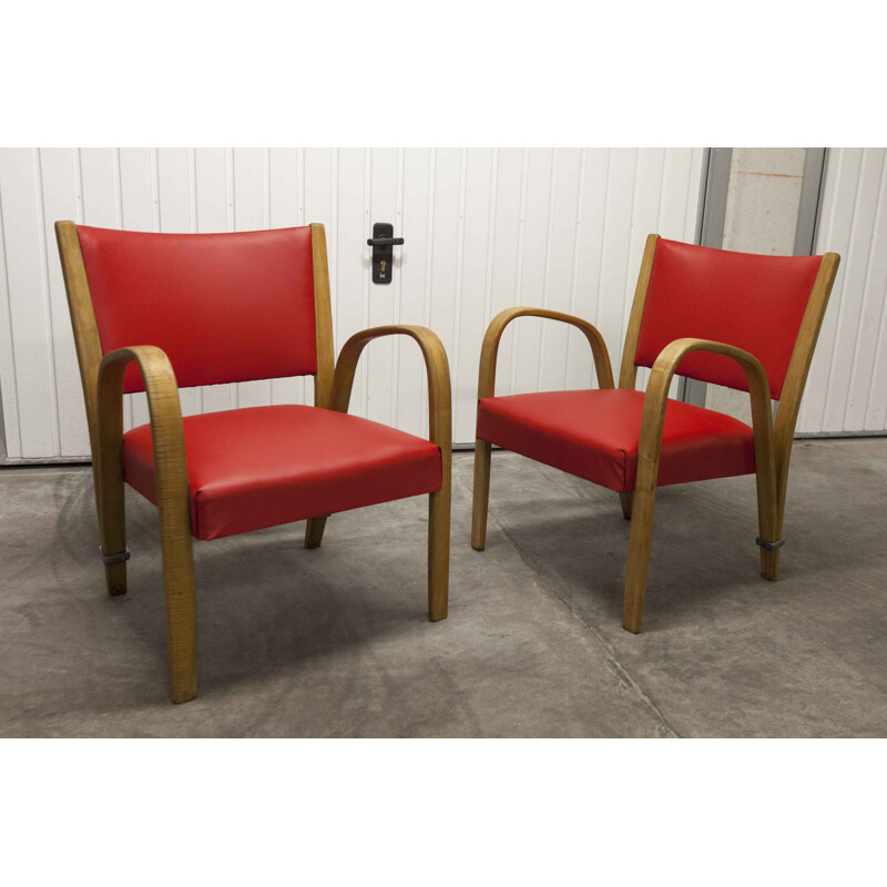 Pair of vintage armchairs Steiner Bowwod 1950