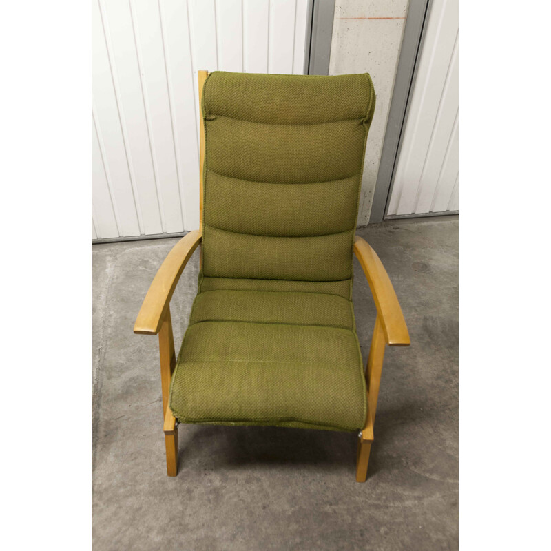 Juego de sala de estar vintage de envergadura libre sofá sillón y reposapiés verde 1954