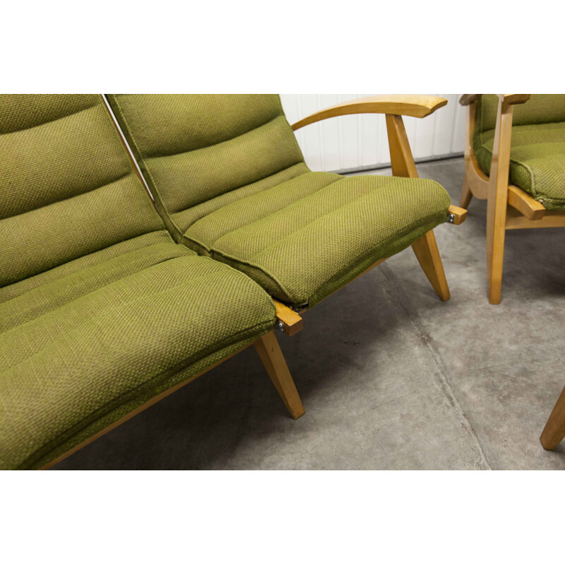 Vintage Wohnzimmer Set Free span Sofa Sessel und Hocker grün 1954