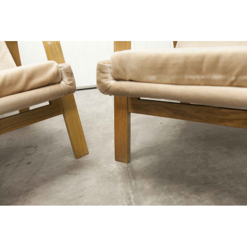 Pair of vintage bow wood Steiner ARP armchairs
