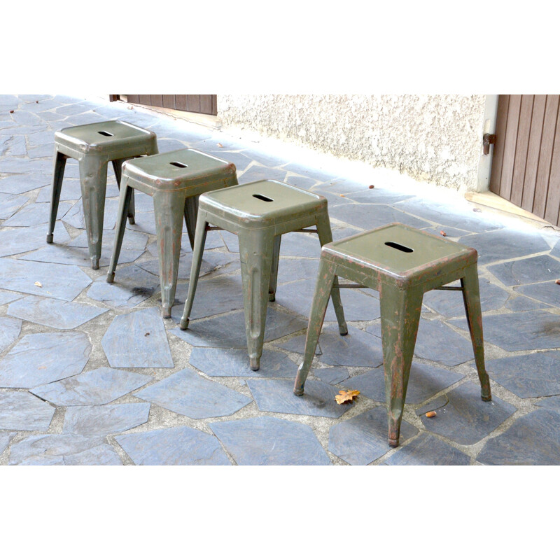 Serie de 4 tabourets vintage Tolix de Xavier Pauchard 1950