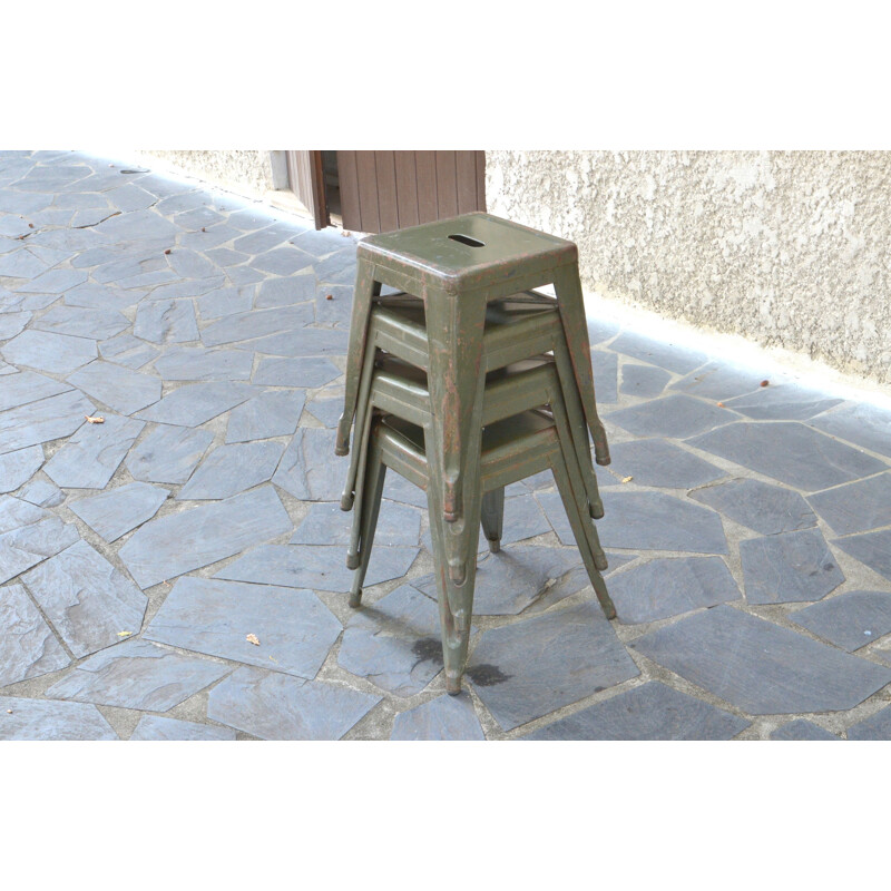 Serie de 4 tabourets vintage Tolix de Xavier Pauchard 1950