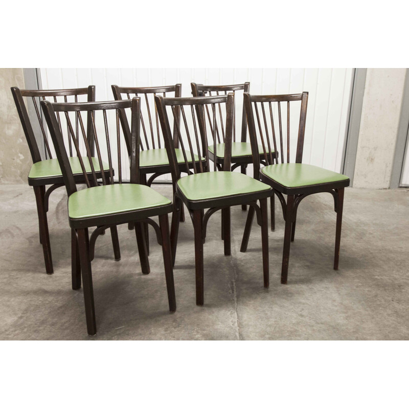 Set of 6 vintage Baumann bistro chairs model 153G1