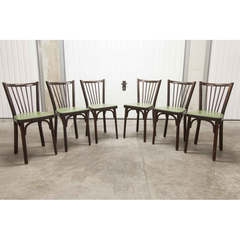 Set of 6 vintage Baumann bistro chairs model 153G1