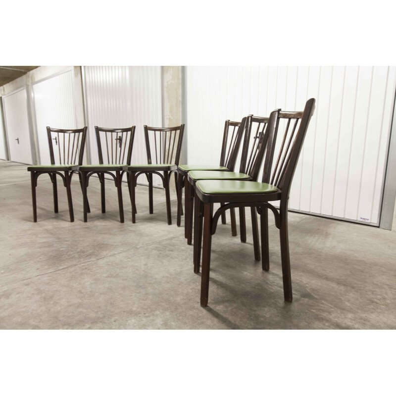 Set of 6 vintage Baumann bistro chairs model 153G1