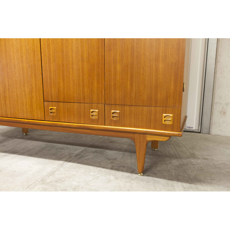 Vintage teak wardrobe 4 doors 2 drawers scandinavian 1960