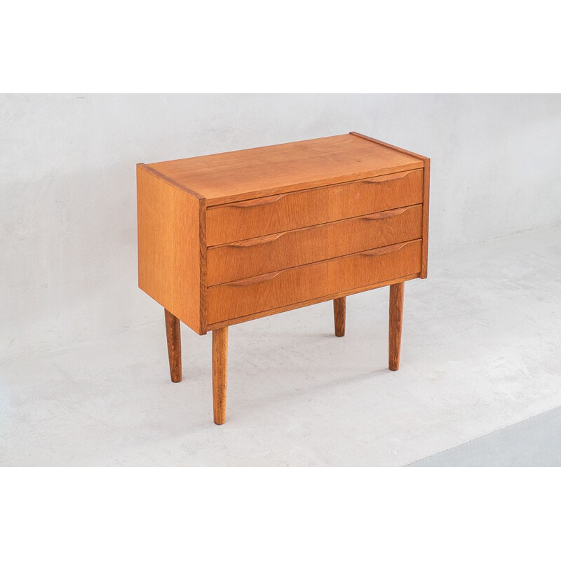 Mid century small oak chest of drawers danish 1970s