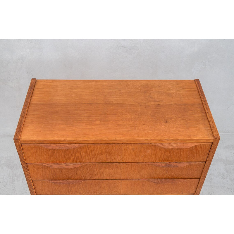 Mid century small oak chest of drawers danish 1970s