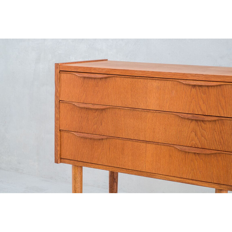 Mid century small oak chest of drawers danish 1970s