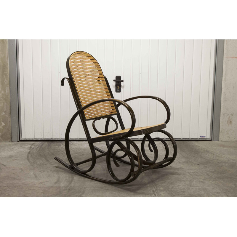 Thonet cadeira de balanço de vindima com cana 1900