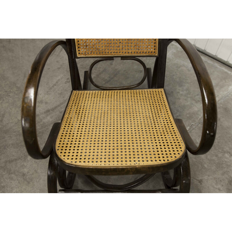 Thonet cadeira de balanço de vindima com cana 1900