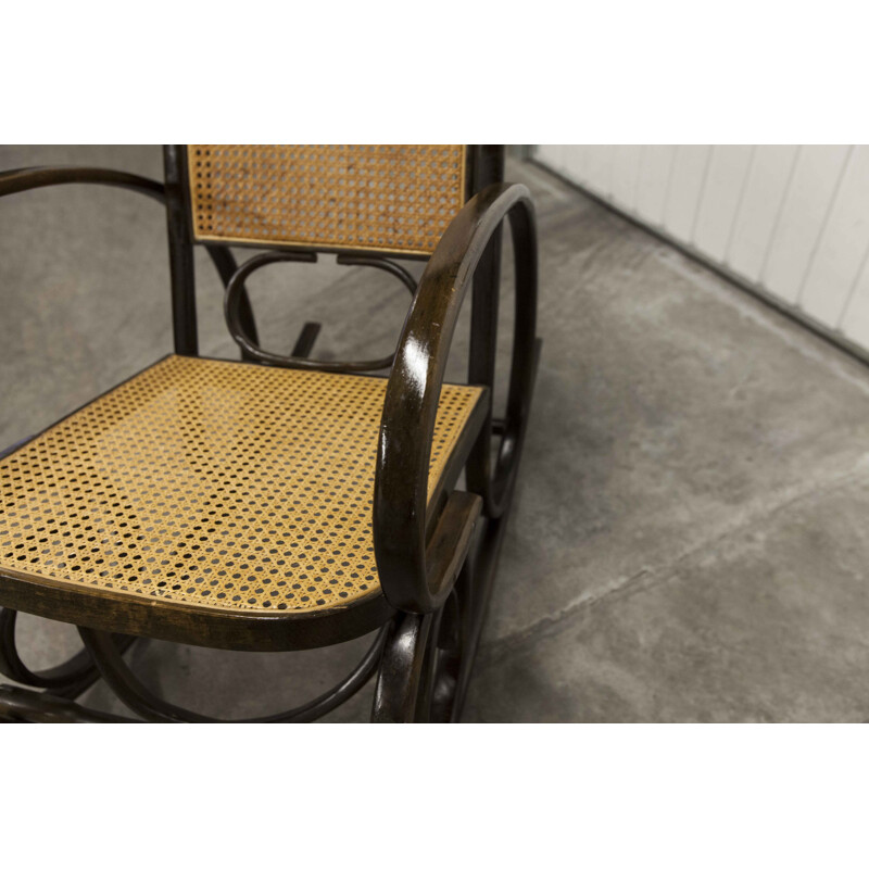 Thonet cadeira de balanço de vindima com cana 1900