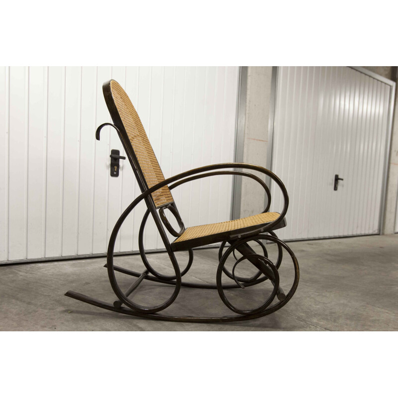 Thonet cadeira de balanço de vindima com cana 1900