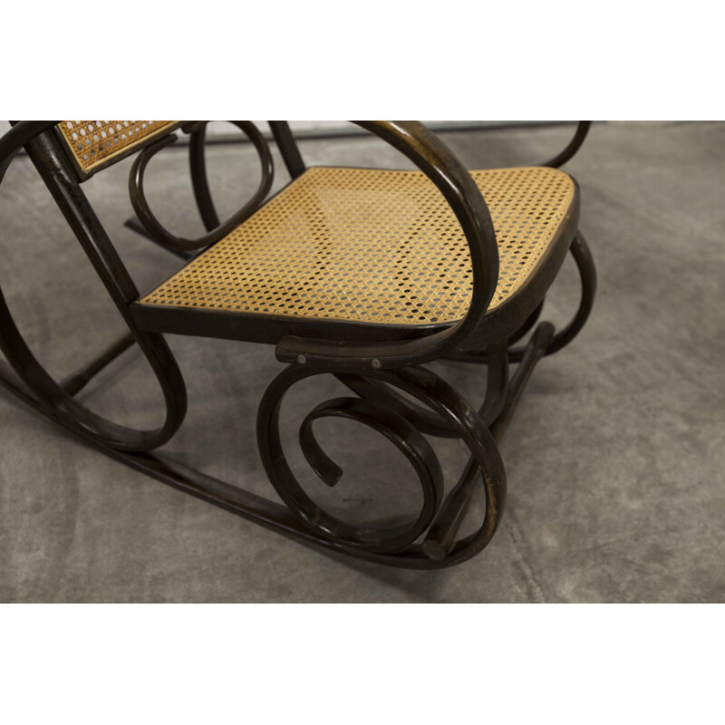 Thonet cadeira de balanço de vindima com cana 1900