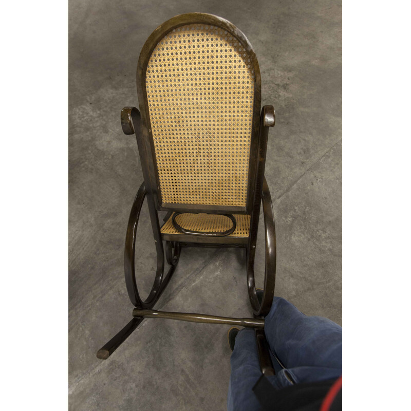 Thonet cadeira de balanço de vindima com cana 1900