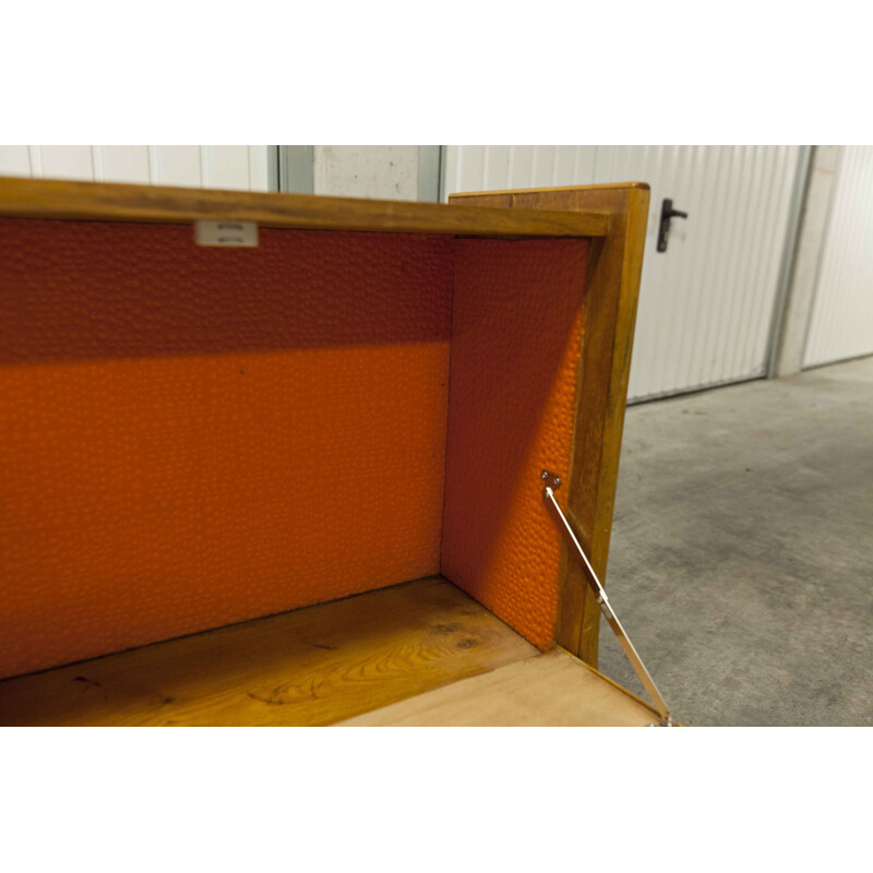 Armário de barras de madeira de cerâmica laranja Vintage, 1970