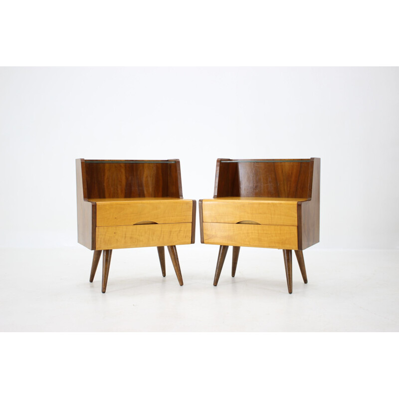 Pair of vintage Bed side tables, Czechoslovakia 1960s