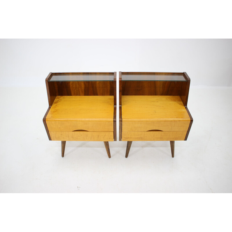 Pair of vintage Bed side tables, Czechoslovakia 1960s