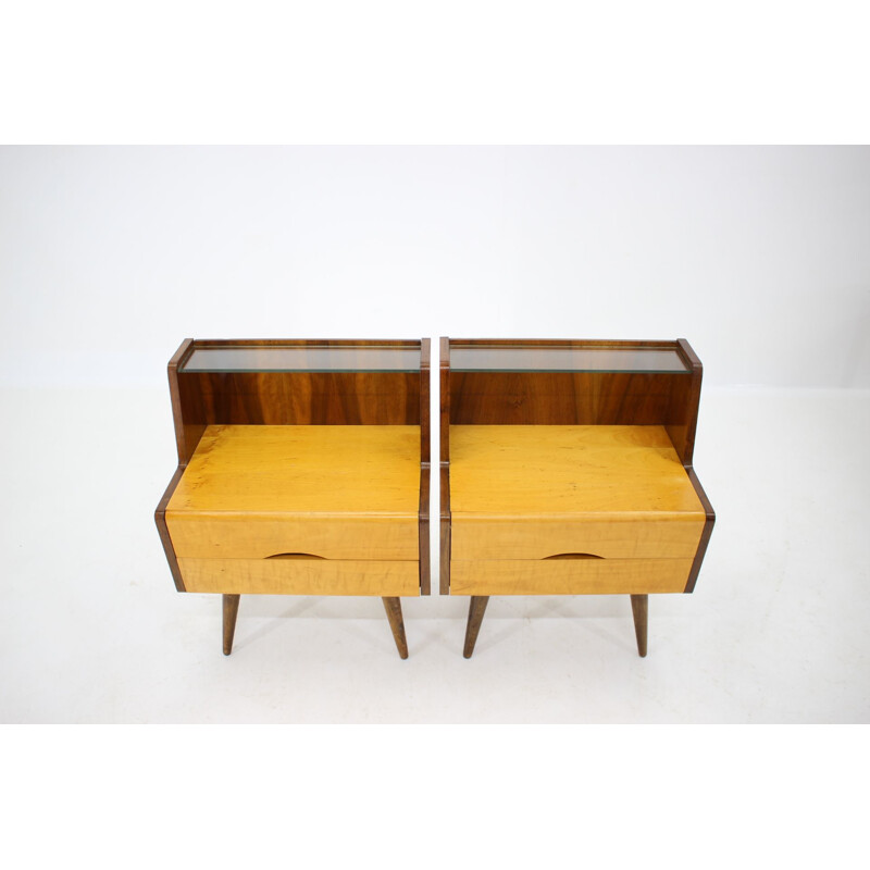 Pair of vintage Bed side tables, Czechoslovakia 1960s